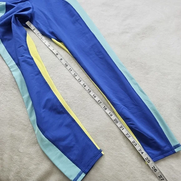 Michi Canyon Colorblock Compression Leggings Blue Yellow Small Luxury Activewear - Picture 10 of 12